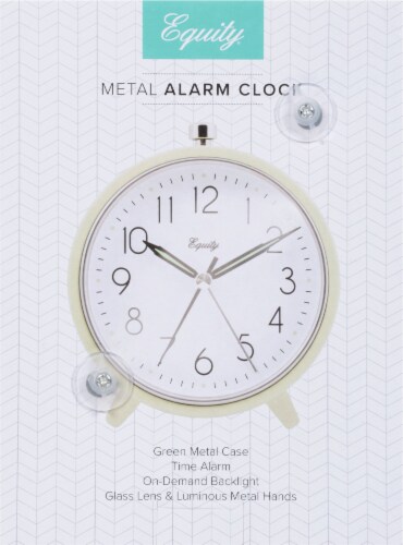 La Crosse Equity® Round Quartz Metal Alarm Clock - Light Green Perspective: back