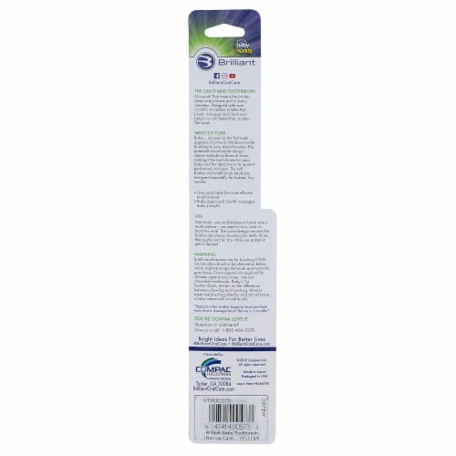 Brilliant Baby Toothbrush for Ages 4-24 Months for First Teeth, Round Head, Blue Perspective: back