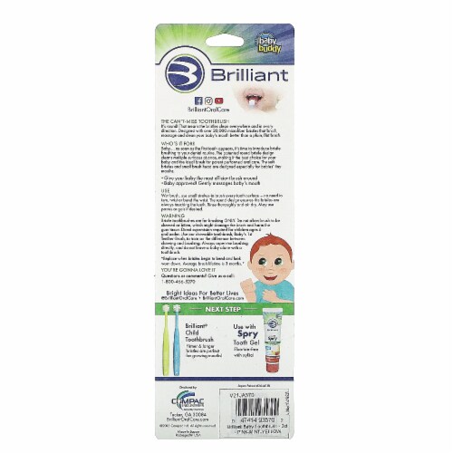 Baby Buddy Brilliant Baby Toothbrush 4-24 Months Pink Mint Yellow - 3 Perspective: back