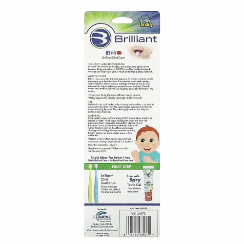 Baby Buddy Brilliant Baby Toothbrush 4-24 Months Blue Mint Yellow - 3 Perspective: back