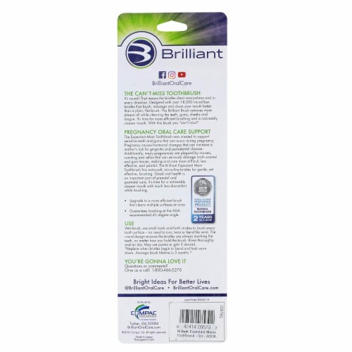 Brilliant Expectant Mom Toothbrush for Sensitive Teeth/Gums 3pk White-Lilac-Aqua Perspective: back