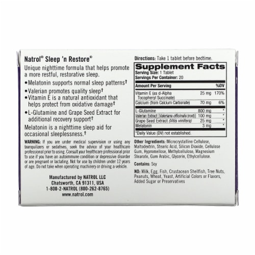 Natrol® Sleep N Restore Sleep Aid Supplement Tablets Perspective: back