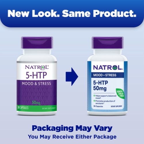 Natrol® Mood & Stress Five-HTP Capsules Perspective: back