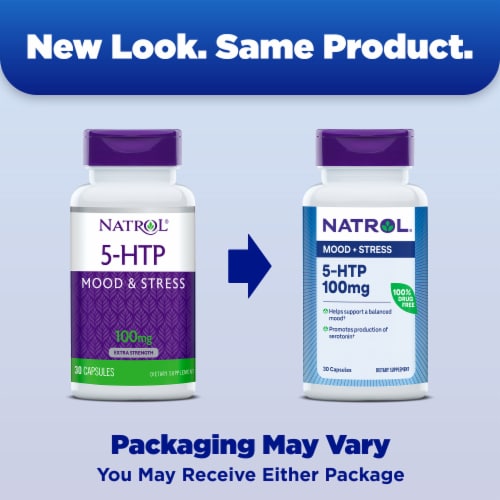 Natrol® Mood and Stress 5 HTP Capsules 100 mg Perspective: back