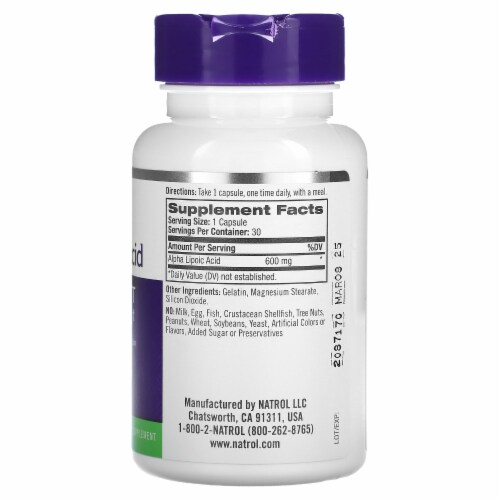 Natrol® Antioxidant Protection Alpha Lipoic Acid (ALA) Capsules Perspective: back