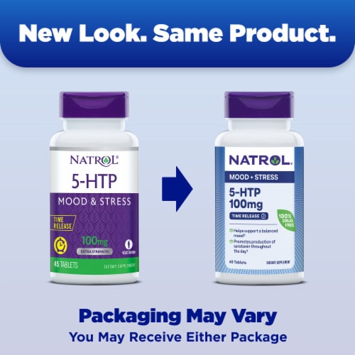 Natrol® Mood and Stress 5 HTP Time Release Tablets 100 mg Perspective: back
