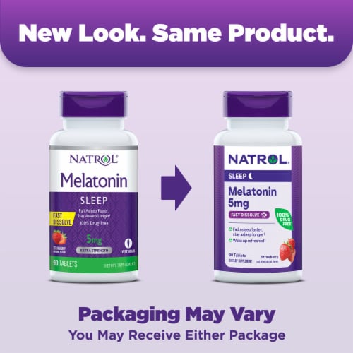 Natrol® Melatonin Sleep Aid Supplement Strawberry Flavored Fast Dissolve Tablets Perspective: back