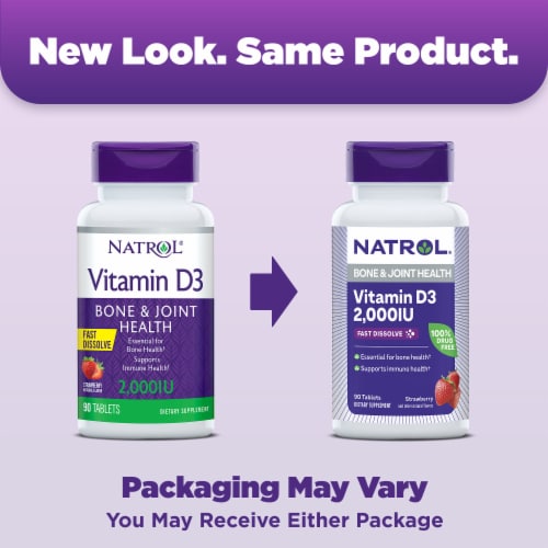 Natrol® Bone and Joint Health Vitamin D Strawberry Fast Dissolve Tablets 2000 IU Perspective: back