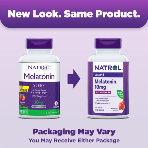 Natrol® Sleep Melatonin Strawberry Fast Dissolve Tablets 10 mg Perspective: back