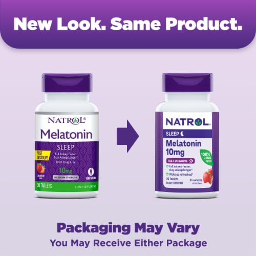 Natrol® Sleep Melatonin Strawberry Fast Dissolve Tablets 10 mg Perspective: back