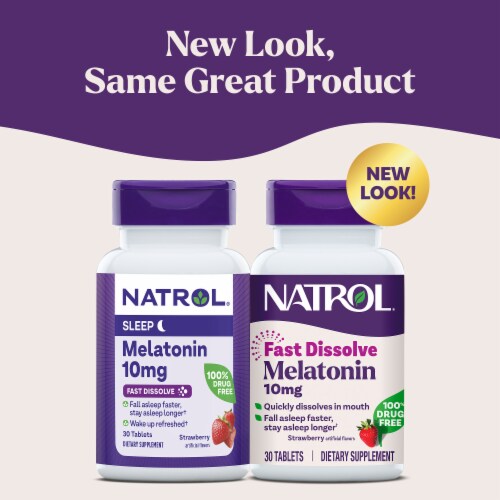 Natrol® Sleep Melatonin Strawberry Fast Dissolve Tablets 10 mg Perspective: back