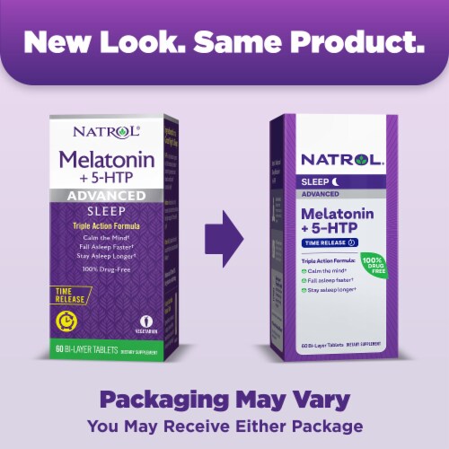 Natrol® Sleep Melatonin Advanced plus 5 HTP Time Release Tablets Perspective: back