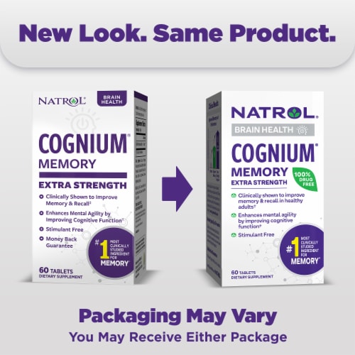 Natrol® Brain Health Support Cognium® Memory Extra Strength Tablets Perspective: back