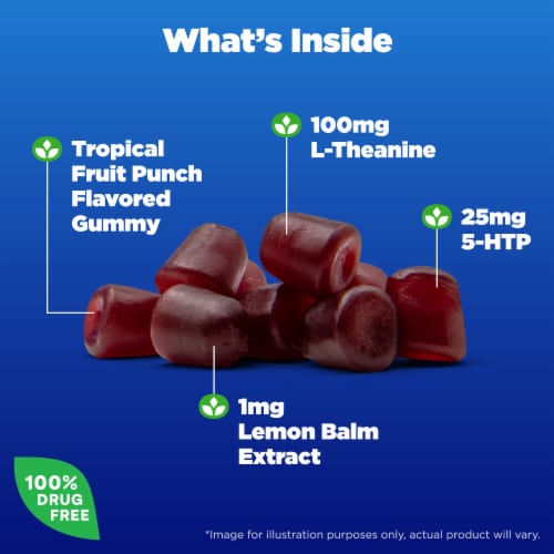 Natrol® Mood and Stress Relax+ Day Calm Tropical Fruit Punch Flavored Gummies Perspective: back