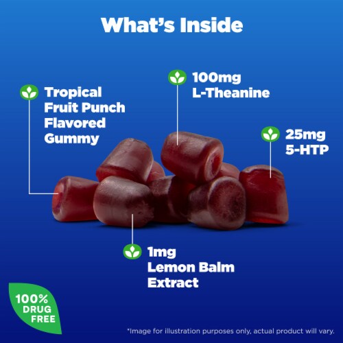 Natrol® Mood and Stress Relax+ Day Calm Tropical Fruit Punch Flavored Gummies Perspective: back