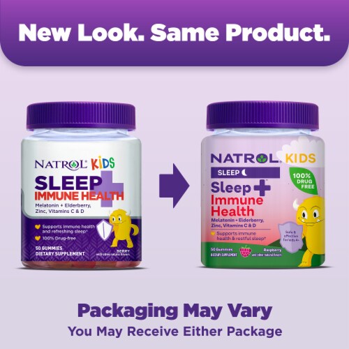 Natrol® Kids Sleep+ Immune Health Sleep Aid Supplement Berry Flavored Gummies Perspective: back