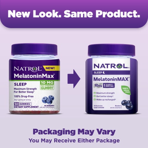 Natrol® MelatoninMax Strength Drug Free Sleep Aid Supplement Blueberry Flavored Gummies Perspective: back