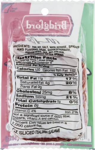 Bridgford Italian Sliced Salami Perspective: back