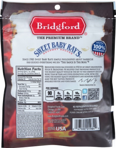 Bridgford® Sweet Baby Ray's® Sweet Teriyaki Beef Jerky Perspective: back