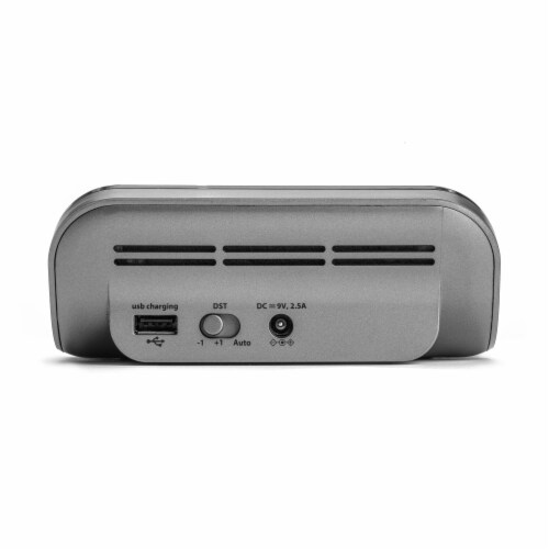 iHome Alarm Clock with Wireless & USB Charger - Gray Perspective: back