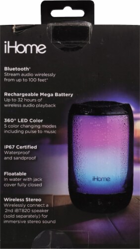 iHome Rechargeable Color Changing Waterproof Bluetooth Speaker Perspective: back