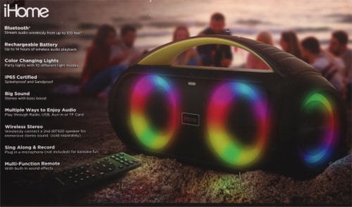 iHome Color Changing Slashproof Boombox Perspective: back