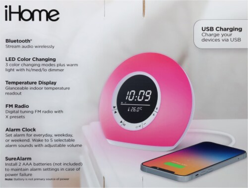 iHome Bluetooth Color Changing Clock Radio & USB Perspective: back