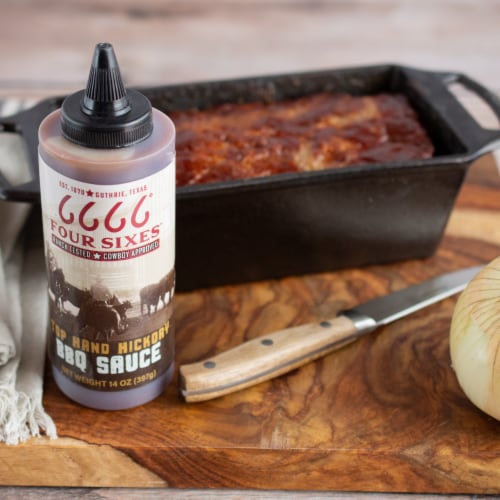 Four Sixes Top Hand Hickory BBQ Sauce Perspective: back