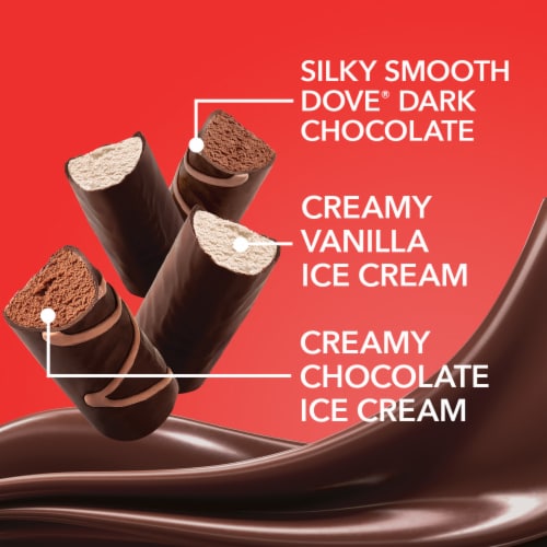 DOVE Dark Chocolate with Vanilla and Chocolate Mini Ice Cream Bars, 14 ...