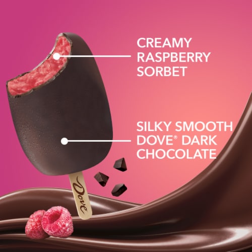 DOVE Raspberry with Dark Chocolate Sorbet Bars Perspective: back