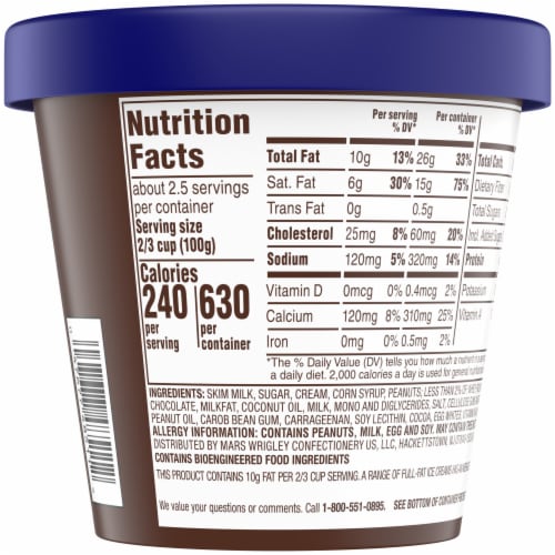 SNICKERS Ice Cream Reduced Fat Vanilla Ice Cream Caramel and Snickers Candy Bar Pieces Perspective: back