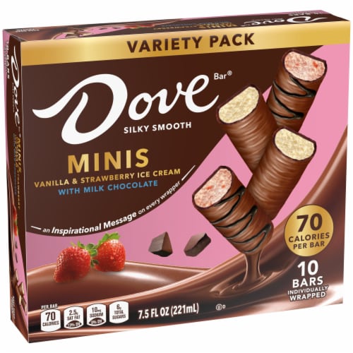 DOVE Vanilla & Strawberry Ice Cream Mini Milk Chocolate Individually Wrapped Ice Cream Bars Perspective: back