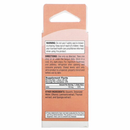 Natural Balance Thyadine Healthy Thyroid Support Unflavored 150 mcg - 0.5 fl oz (15 Perspective: back