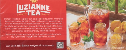Luzianne Half Caff Family Size Tea Bags Perspective: back