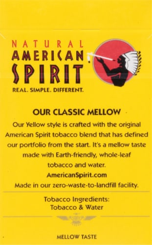 American Spirit Yellow Cigarettes Perspective: back