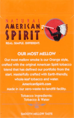 American Spirit Orange Cigarettes Perspective: back