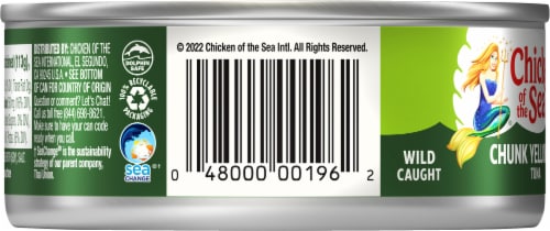 Chicken of the Sea Chunk Yellowfin Tuna in Vegetable Oil Perspective: back