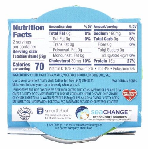 Chicken of the Sea Chunk Light Tuna in Water Cup 2 pack of 2.8 ounces Perspective: back