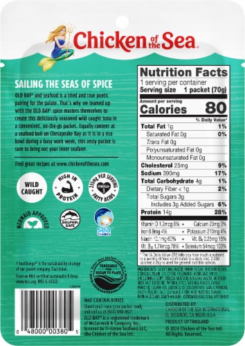 Chicken of the Sea® Old Bay Seasoning Wild Caught Light Tuna Packet Perspective: back