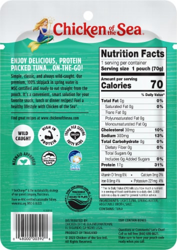 Chicken of the Sea® Wild Caught Light Tuna in Spring Water Pouch Perspective: back