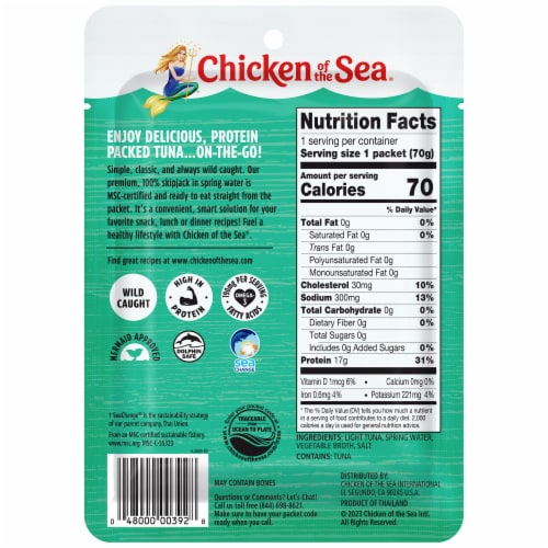 Chicken of the Sea® Wild Caught Light Tuna in Spring Water Pouch Perspective: back