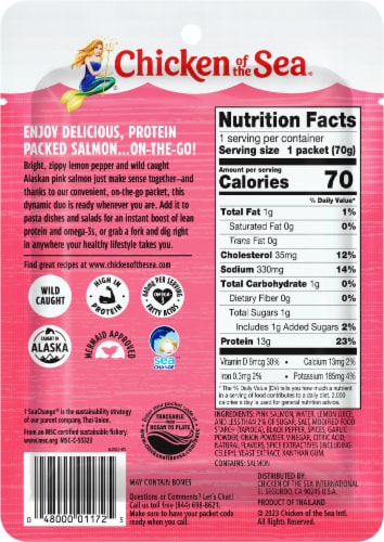 Chicken of the Sea® Lemon Pepper Pink Salmon Pouch Perspective: back