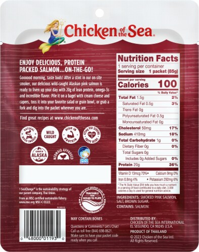 Chicken of the Sea® Smoked Skinless and Boneless Salmon Pouch Perspective: back
