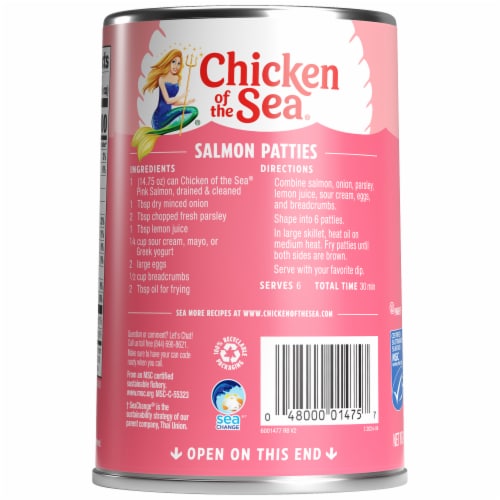 Chicken of the Sea Wild Caught Alaskan Pink Salmon, Traditional Style Perspective: back