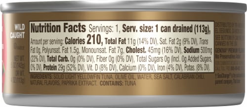 Genova® Calabrian Chili Yellowfin Tuna in Olive Oil Perspective: back