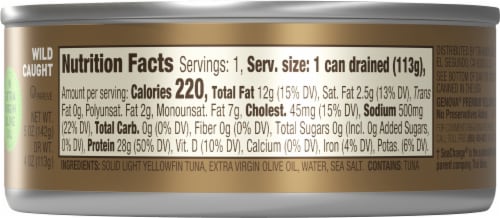 Genova® Yellowfin Tuna in Extra Virgin Olive Oil with Sea Salt Perspective: back