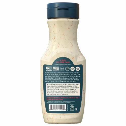 Sir Kensington's Keto & Paleo Pizza Ranch Dairy-Free Sauce Dressing Dip Perspective: back