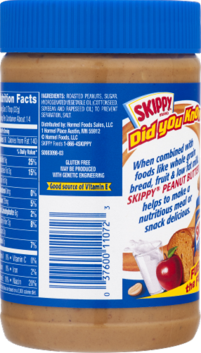 Skippy Super Chunk Extra Crunchy Peanut Butter Perspective: back