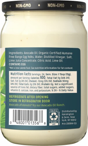 Sir Kensington's Keto & Paleo Avocado Oil Gluten-Free Mayonnaise Perspective: back