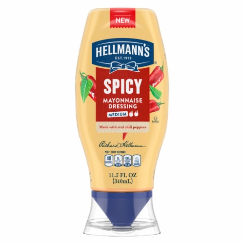 Hellmann's Squeeze Bottle Spicy Mayonnaise Dressing Perspective: back